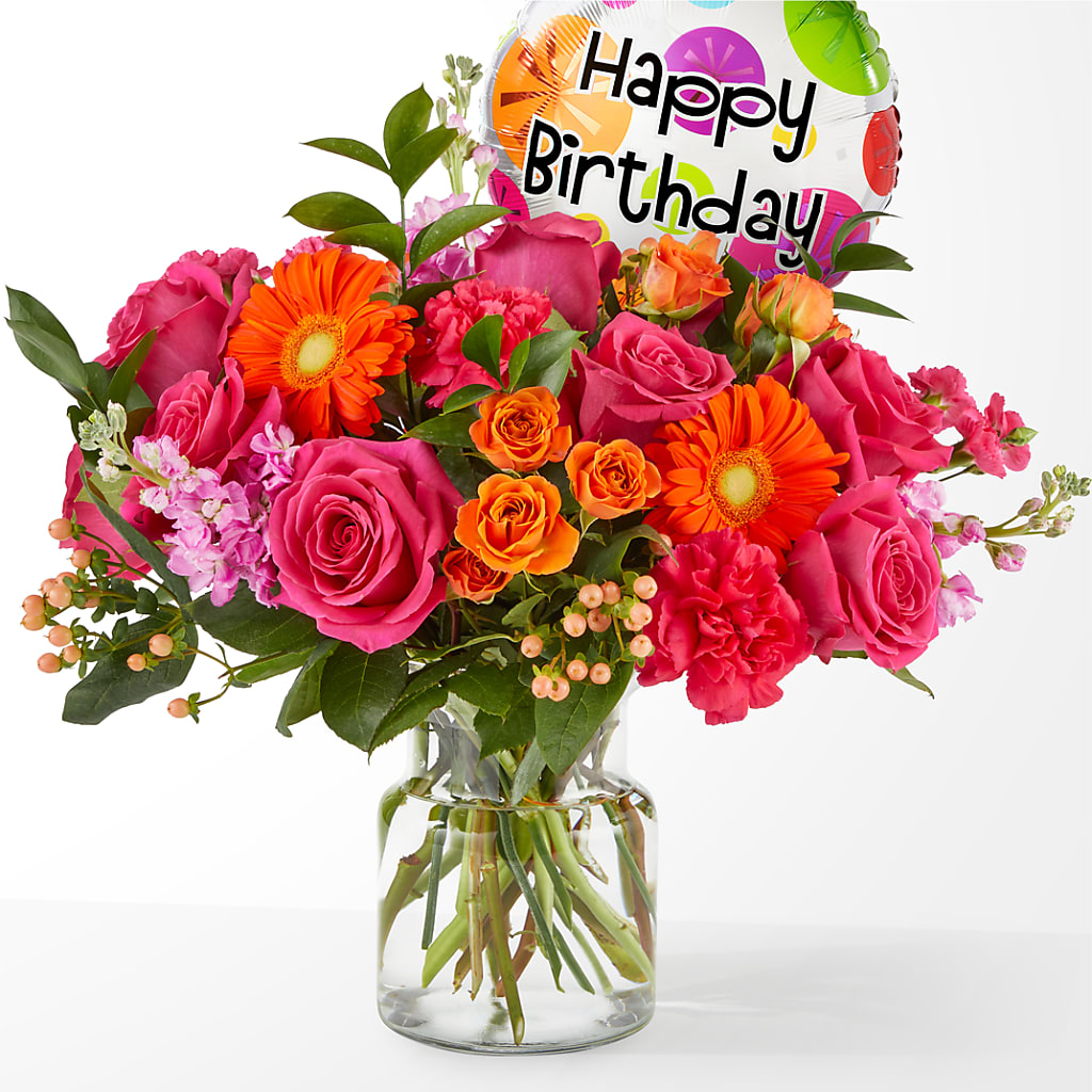 Fiesta Bouquet with Birthday Balloon – Fiesta, Las Cruces NM