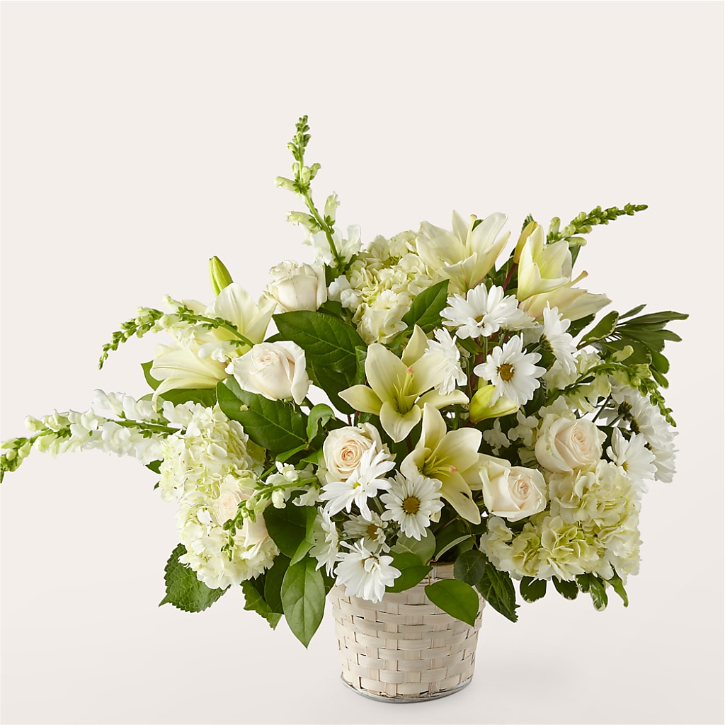 Ivory Elegance Floral Basket – Fiesta, Las Cruces NM
