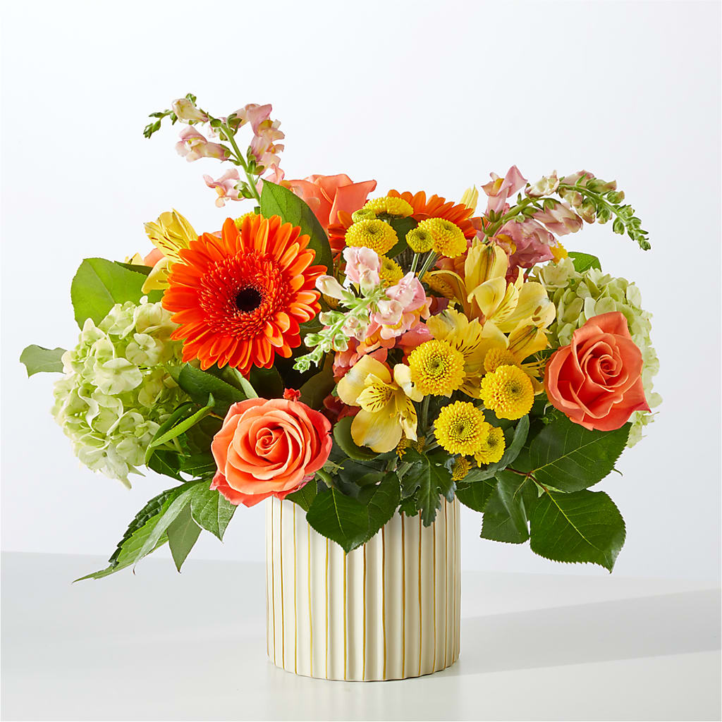 Autumn Sunshine Bouquet with Ivory Vase –  Fiesta, Las Cruces NM